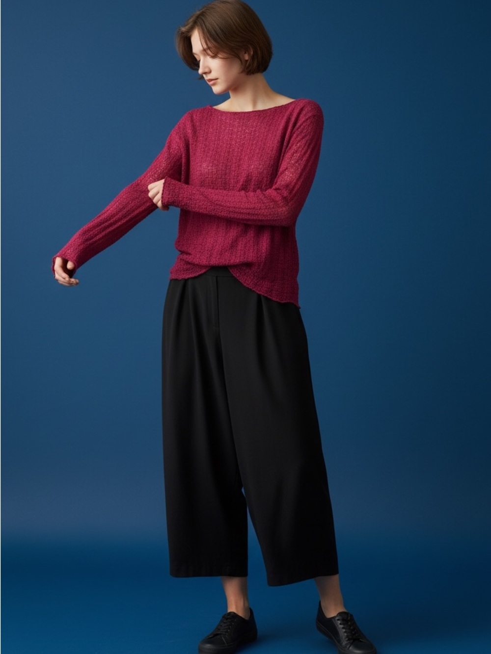 Natural Life Ribbed Long-Sleeve Tee in Berry - Women's